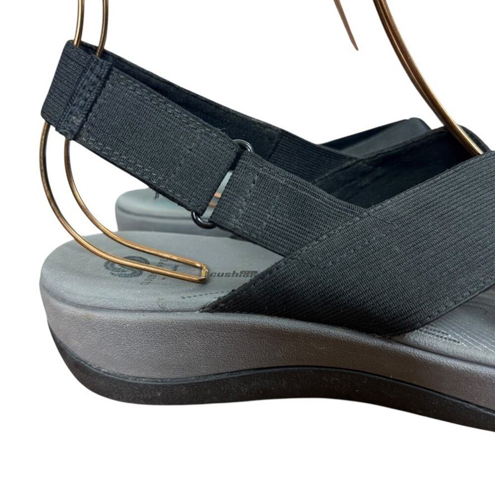 Clarks Arla Kaydin Black Slingback Wedge Sandals Wide Strap Comfort Shoes sz 10 - Picture 12 of 16